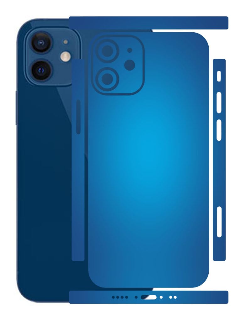 AtOdds - Compatible for iPhone 12 Mini - Mobile Back Skin Sticker Wrap - Lamination - Rear Screen Guard Protector (Coverage - Back+Camera+Sides) (Design - Aqua Blue)-image-25
