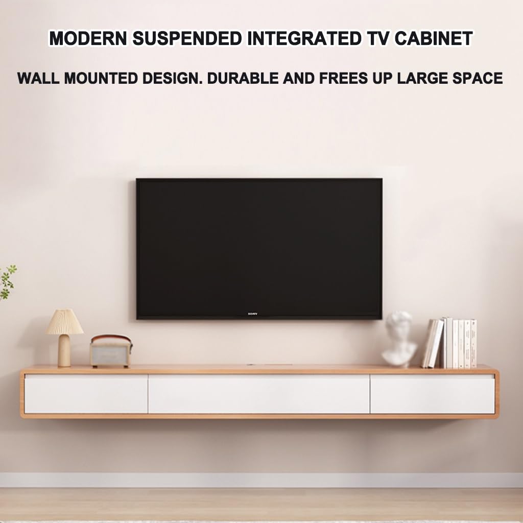 Soporte De Televisión Flotante, Gabinete De Televisión Montado En La Pared, Consola De Medios De Entretenimiento, Estante Flotante con Puerta, para Trasteros (Color : B, S : 180cm)