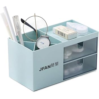 小物入れ ペン立て 卓上 ペンスタンド 小物ケース 小物収納 デスク 収納 デスクオーガナイザー 収納ケース 小物 ぺんたて デスク 整理 卓上ラック（约幅17.5x 奥行9x高さ9.4cm）青