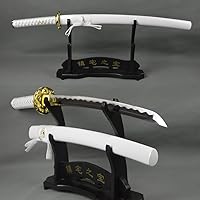 Vista 1 de Espada samurái Wakizashi hecha a mano, Katana de espiga completa, espada media, cuchillos japoneses hechos a mano listos para la batalla
