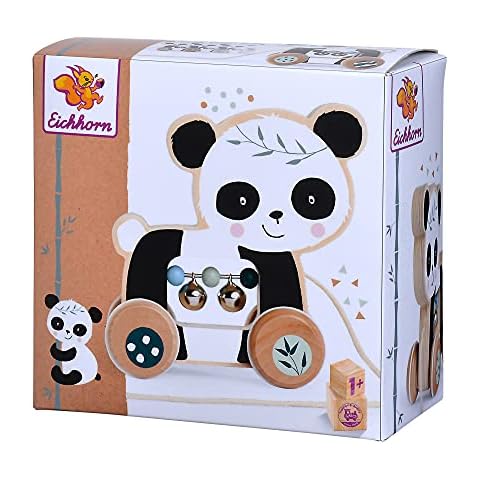 Eichhorn - Nachziehtier, Panda mit Geräuschen und Bewegung, 15 cm lang, aus Birkenholz, ab 1 Jahr Cover