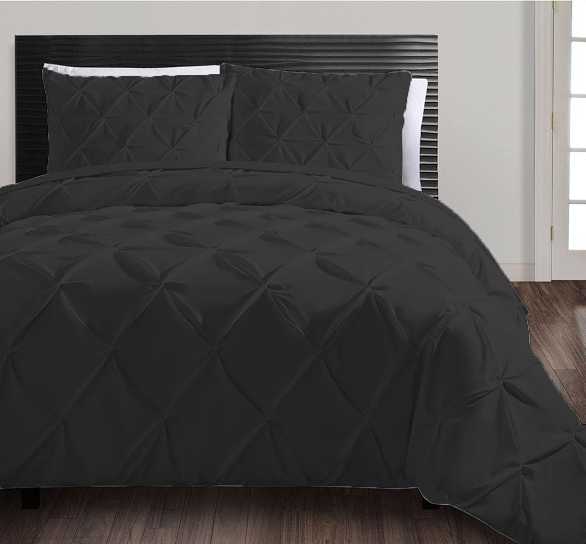 Funda nórdica de algodón egipcio 600 hilos negra individual de lujo