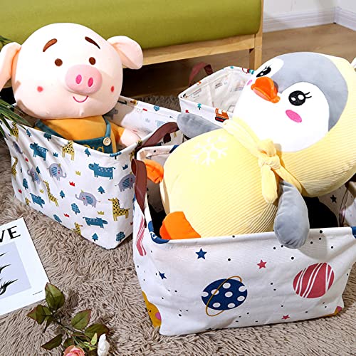 Image of Rectangle Storage Basket Cute Canvas Organizer Bin for Pet /Children Toys, Books, Clothes Perfect for Rooms /Playroom (Animals)