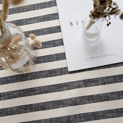 Aquazolax Black And White Stripe Table Cloth For Rectangle And Oblong End Table Premium Cotton Linen Fabric Table Covers, 54 X 72 Inch, Black #TOP5
