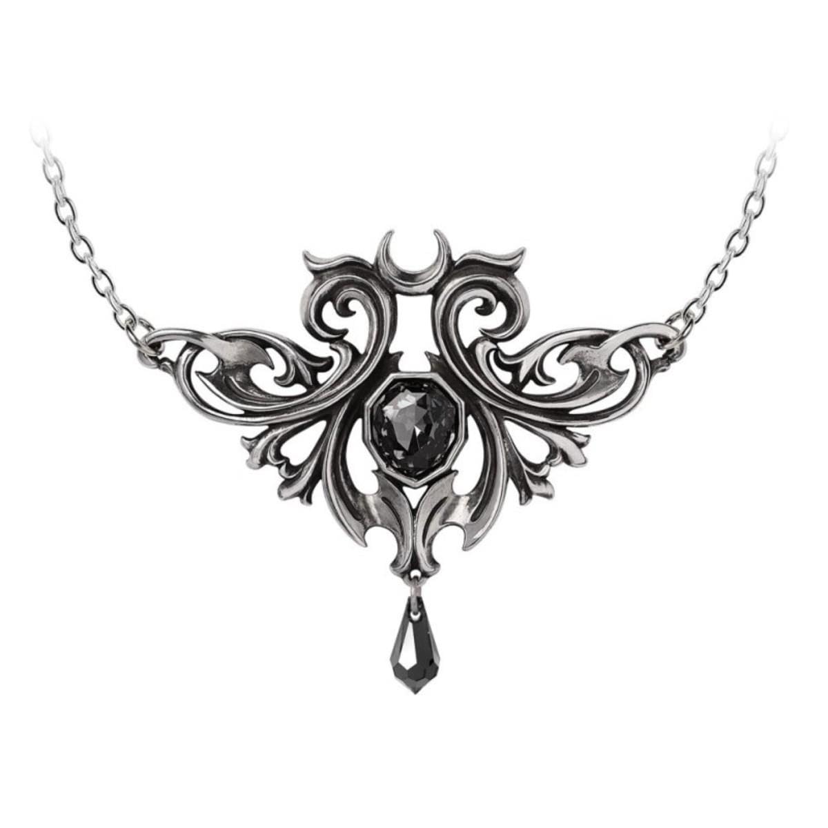 Alchemy Gothic Lilith Donna Collana Nero/Argento Peltro