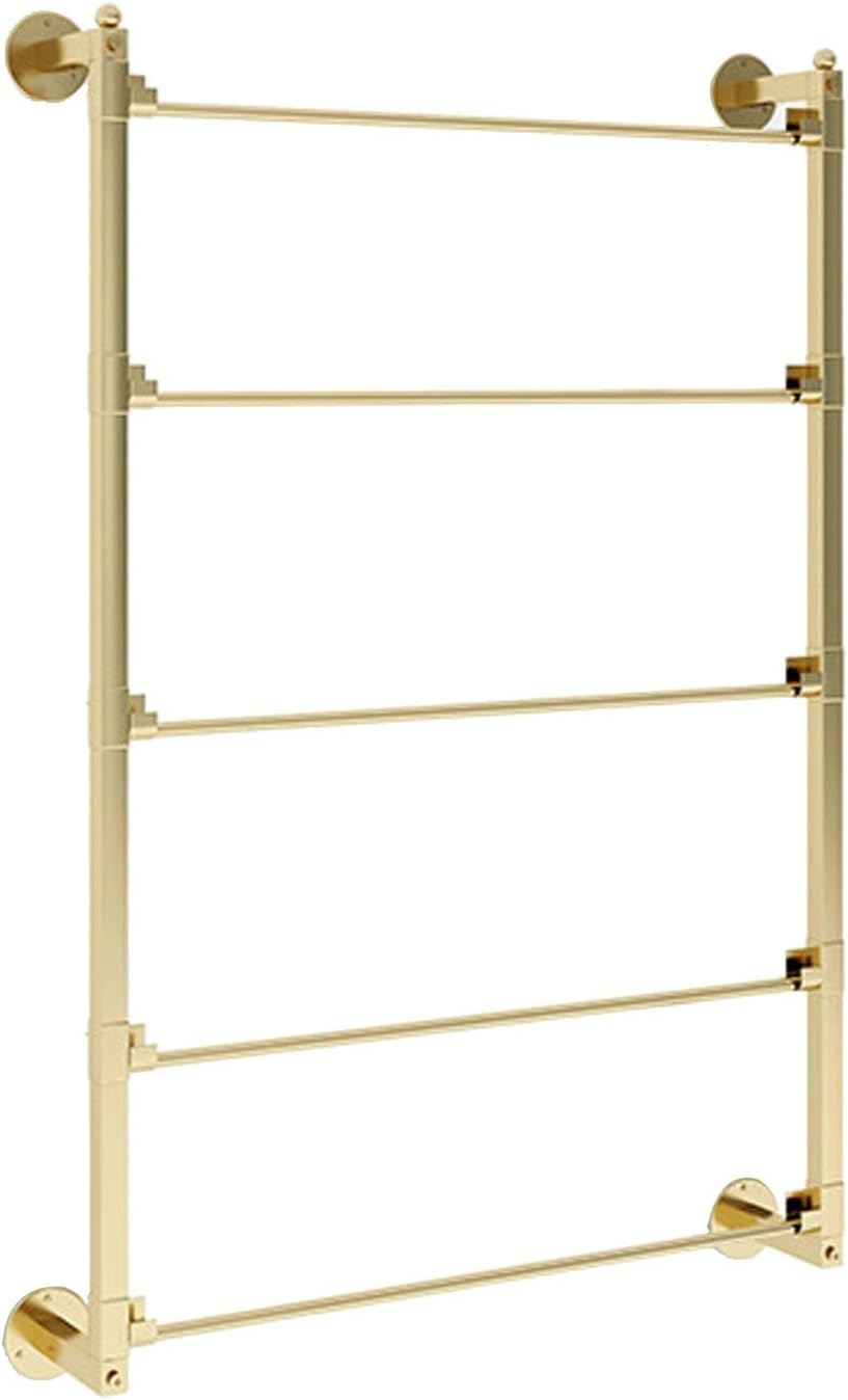 Upper Wall Scarf Holder, 5 Tier Metal Storage Rack, Flower Wrapping Paper Ribbon Holder, Space Saving, Open Placement, for Gift Shop/Flower Shop(Gold,60 * 75cm/23.6 * 29.5in)