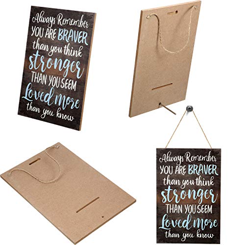 Blulu Inspirational Sign Always Remember You are Braver Than You Think Wall Art Wood Plaque Motivational Hanging Decor Sign for Living Rooms Home Office Decorations, 8 x 12 Inch by Blulu - Image 3
