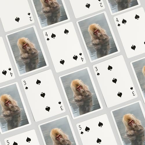 Baraja de 52 cartas tamaño póker con mono macaco miniatura 4