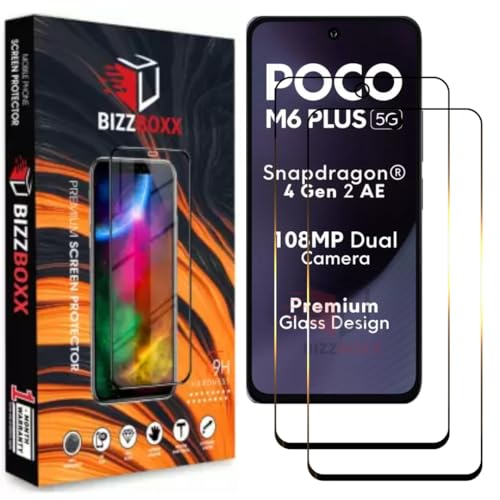 Image of Compatible With POCO M6 Plus 5G Tempered Glass Screen Protector With Precise Edges - High Definition, Shatterproof, Easy Install, Anti-Fingerprint (POCO M6 Plus 5G) - Pack of 2