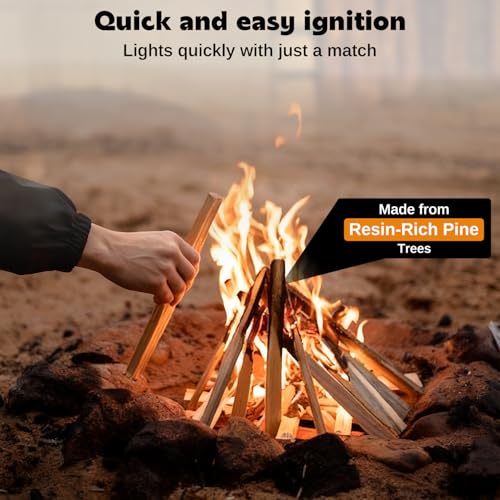 W&E Choice 10LB Fatwood Fire Starter Sticks, 130-180Pcs 100% Natural Dried Pine Kindling Wood, Easy Ignition for Campfires, Firepit, Fireplaces, BBQ, Stoves by W&E Choice - Image 3