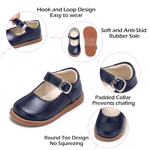 Image of PHIRAMIN Toddler Girl Mary Jane Student Oxford Shoes-Little Girl School Uniform Shoes for Wedding Party