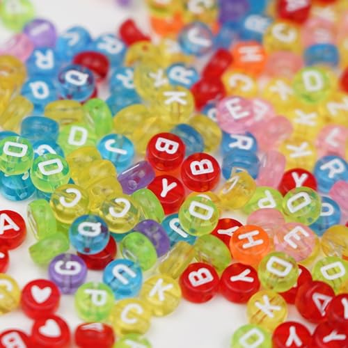 Image of Letter Beads Acrylic, Clear, 4x7mm Round
