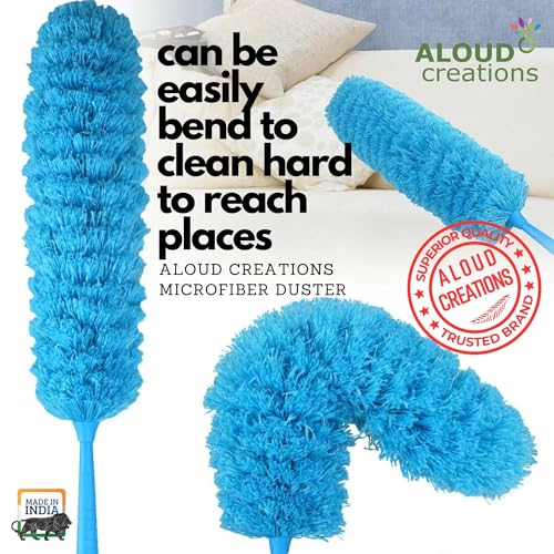 Image of ALOUD CREATIONS 2Pc Microfiber Feather Duster for Cleaning | Washable Duster for Home, Office, Bedroom, Car | for Cleaning Ceiling Fans, Curtains, Web | Red & Blue Colour
