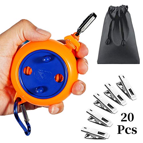 MYJIE Travel Clotheslines, Portable Retractable Adjustable Camping Clothes Line with 1 Waterproof Bag