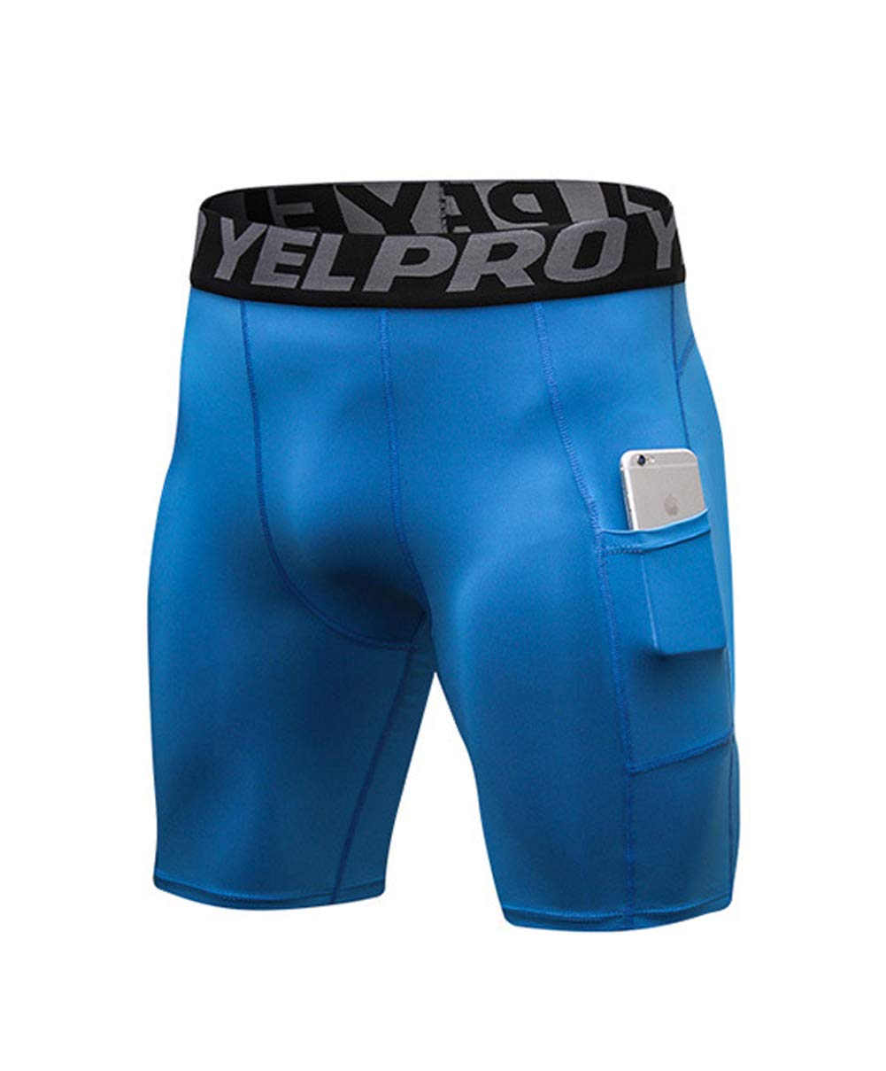 RK ROOKAY RK Men's Gym Compression Shorts with Side Pockets Tummy Control Workout Running Shorts Quick Dry Bike Shorts