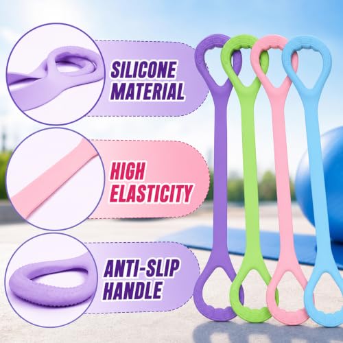 Image of 4 Colors Elastic Resistance Bands, Portable Home Gym Equipment for Shoulder and Back Training
