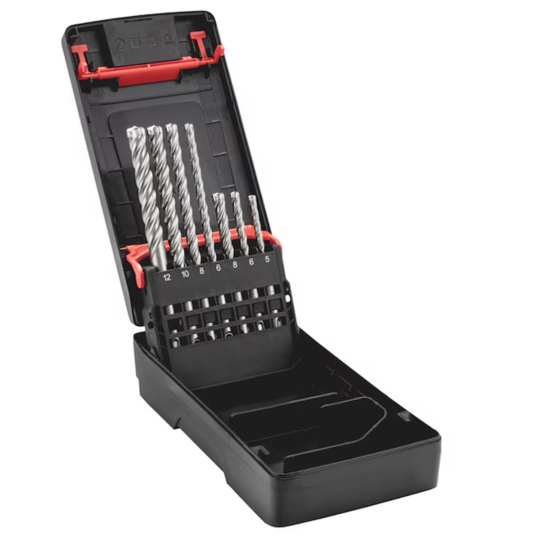 Würth 0648070007 SDS plus Quadro-L - Juego de brocas para martillo perforador (7 piezas, 5 mm, 6 mm, 8 mm, 10 mm, 12 mm, en práctica caja para hormigón, piedra, acero de refuerzo)