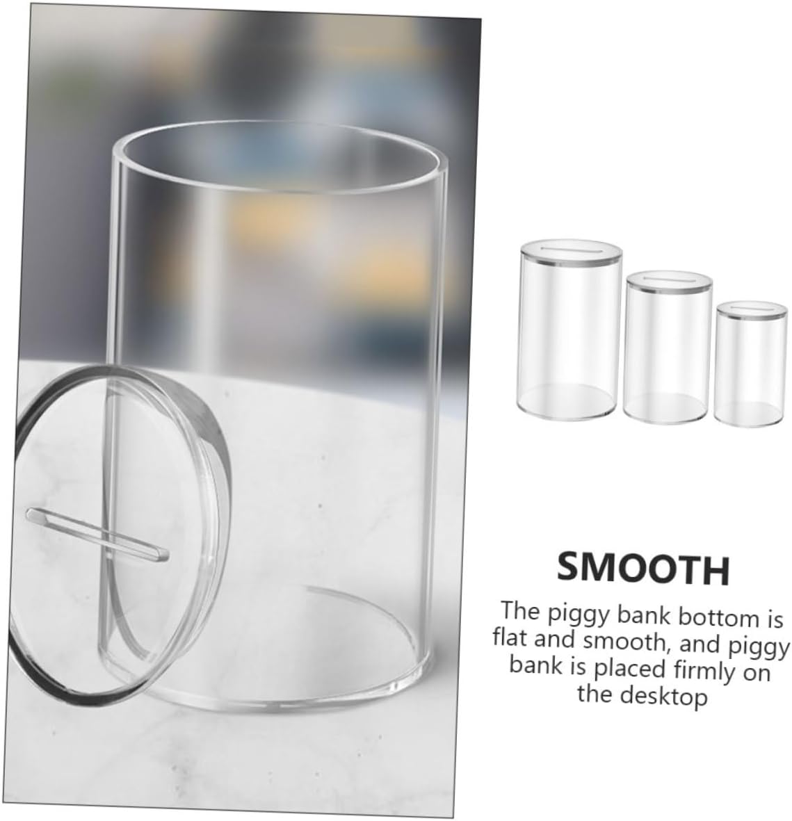 3Pcs Acrylic Coin Bank Money Saving Box for Home Office Piggy Bank for Adults Teens Fun Desktop Accessory for Savings Decor