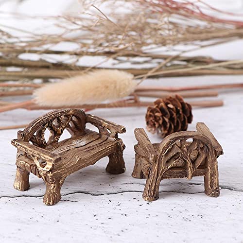 Generic AMXE107RDKUS Fairy Garden Furniture Ornaments Miniature Resin Chair Bench Doll House Decor Home Micro Landscape Decoration thumb #1