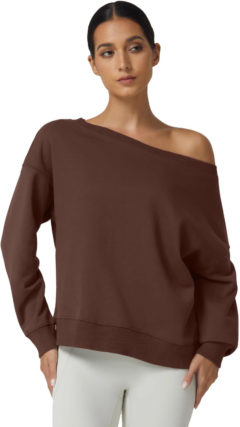 QINSEN Womens Oversized Sweatshirt Long Sleeve Off The Shoulder Pullover Casual Comfy Fall Outfits - Image 4