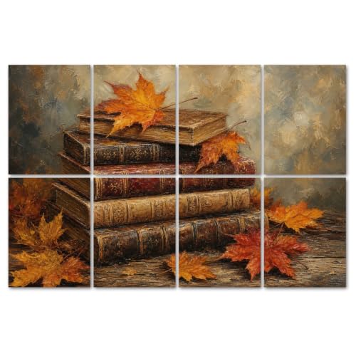 8 Pack Art Acoustic Panels Paneles Acústicos Absorbentes de Sonido Retro Vintage con Hojas de Arce Otoñales 48"x32"