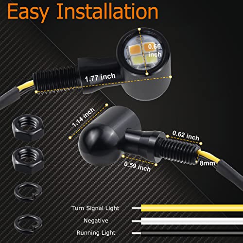 Quasco Universal Motorcycle Turn Signals Switchback Led Turn Signal Kit Front Mini Blinkers Compatible With Harley Honda Kawasaki Suzuki Triumph Yamaha, Ovral #TOP4