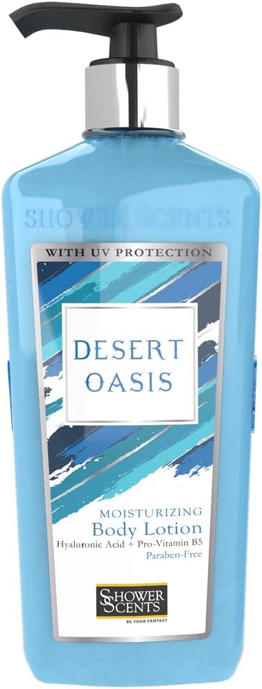 Shower Scents Desert Oasis Paraben-Free Moisturizing Body Lotion with Hyaluronic Acid, Pro-Vitamin B5, Vitamin E and UV Protection 312ml
