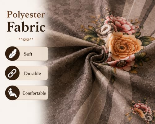 Image of Floral Dining Table Cover for 4 Seater | 58 x 38 Inch Rectangle Polyester Table Cloth | Washable Fabric Table Cover for Dining Table | Dust & Scratch Protection | Coffee