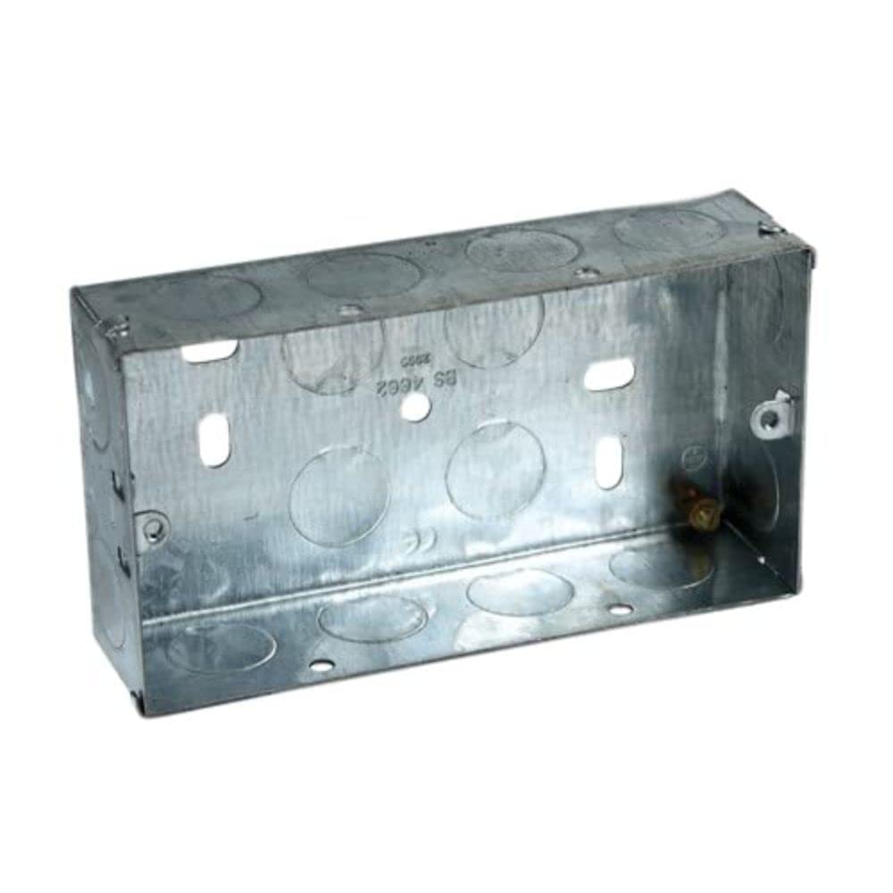 Axiom Electrical Mb225 Metal Twin Socket Box 25Mm (Pack 5) Aximb225 5027825995484