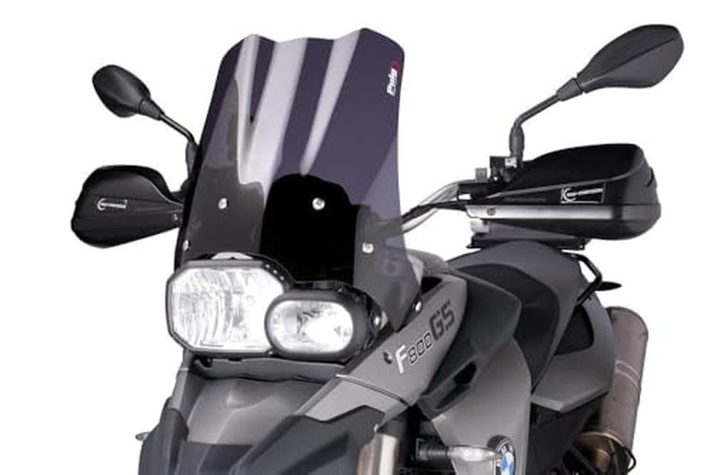 Puig 4670F High and aerodynamic Touring windscreen in 4 mm CN acrylic with rounded profile, flat upper area and deflectors that improve protection, Dark Smoke