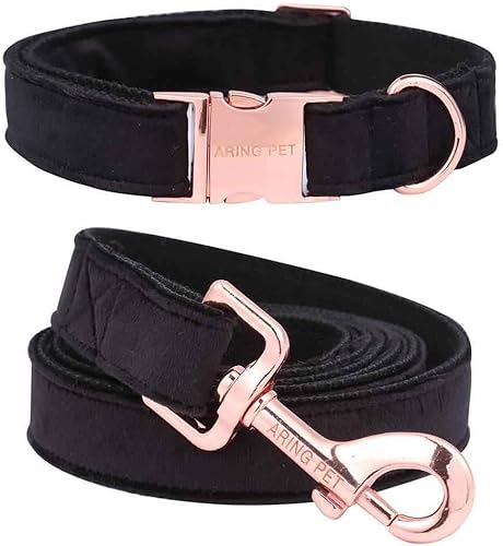 ARING PET - collar y correa para perro, kit de collar de terciopelo y correa, suave y cómodo, collares ajustables para perros