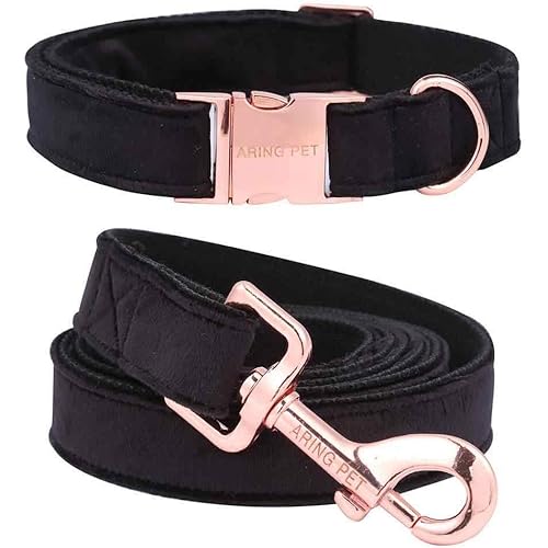 ARING PET Dog Collar and Leash, Velvet Dog Collar and Leash Set, Soft & Comfy, Adjustable Collars for Dogs