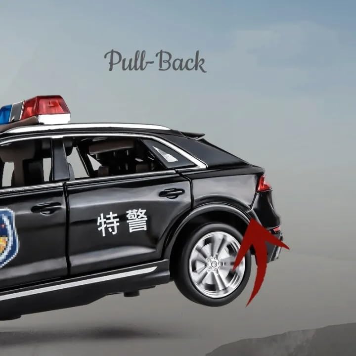 Image of SPITEN Audi Q8 Police INTERCEPTORS 1:32 Diecast Scale Model Alloy Metal Pull Back Toy car for Kids with Openable Doors & Light, Music Toy Vehicle for Kids - Colors as Per Stock(Multicolour)