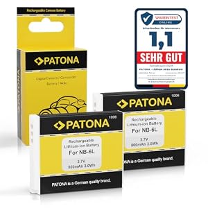 PATONA 2X Batterie pour Canon NB-6L NB6L 800mAh 3.7V 3Wh