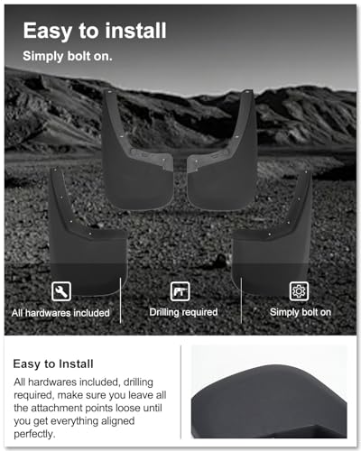 Image of Kiwi Master Mud Flaps for 2007-2013 Chevy Silverado 1500 /2007-2014 Chevrolet Silverado 2500 /3500 (with Single Rear Wheels), Heavy Duty Mud Guards, Front & Rear Splash Guards, 4 Pcs Set