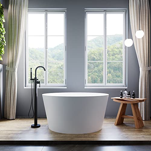 Dowell 078 48" Round Luxury Stone Resin Free Standing Bathtub White Modern #TOP5