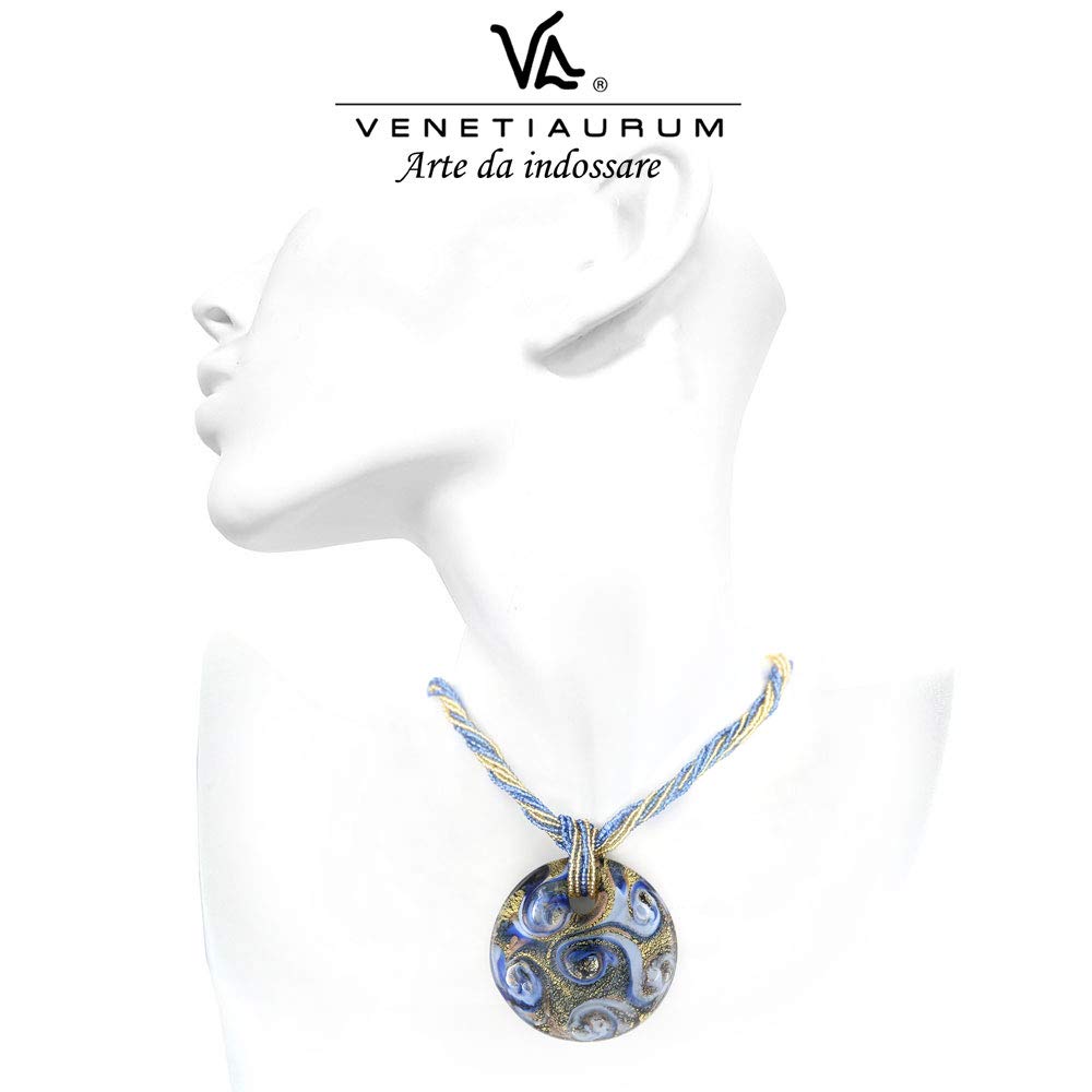 Venetiaurum - Collana Girocollo Multifili per Donna Con Pendente In Vetro Originale Di Murano E Argento 925 - Gioiello Made In Italy Certificato