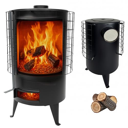 El Almacen Del Profesional, Estufa Grande Redonda De Leña, Salida Tubo 120Mm, Potencia 9,5Kw Para Calentar Una Superficie De 50 M², Chapa Negra