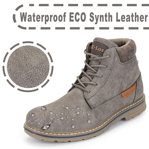 Image of CC-Los Mens Boots Waterproof Hiking Boots for Men Ankle Dress Chukka Boots Grey Size 8.5