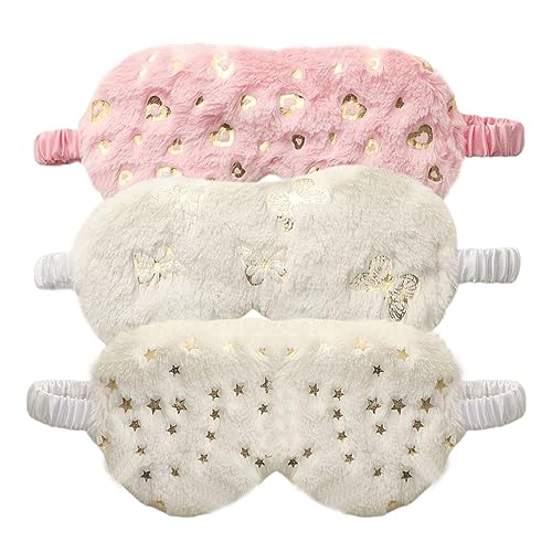 ソフトでふわふわのかわいい子供用目隠し - 伸縮性のあるストラップアイシェードカバー - 安らかな睡眠を促進 - 女の子と女性のために作られました