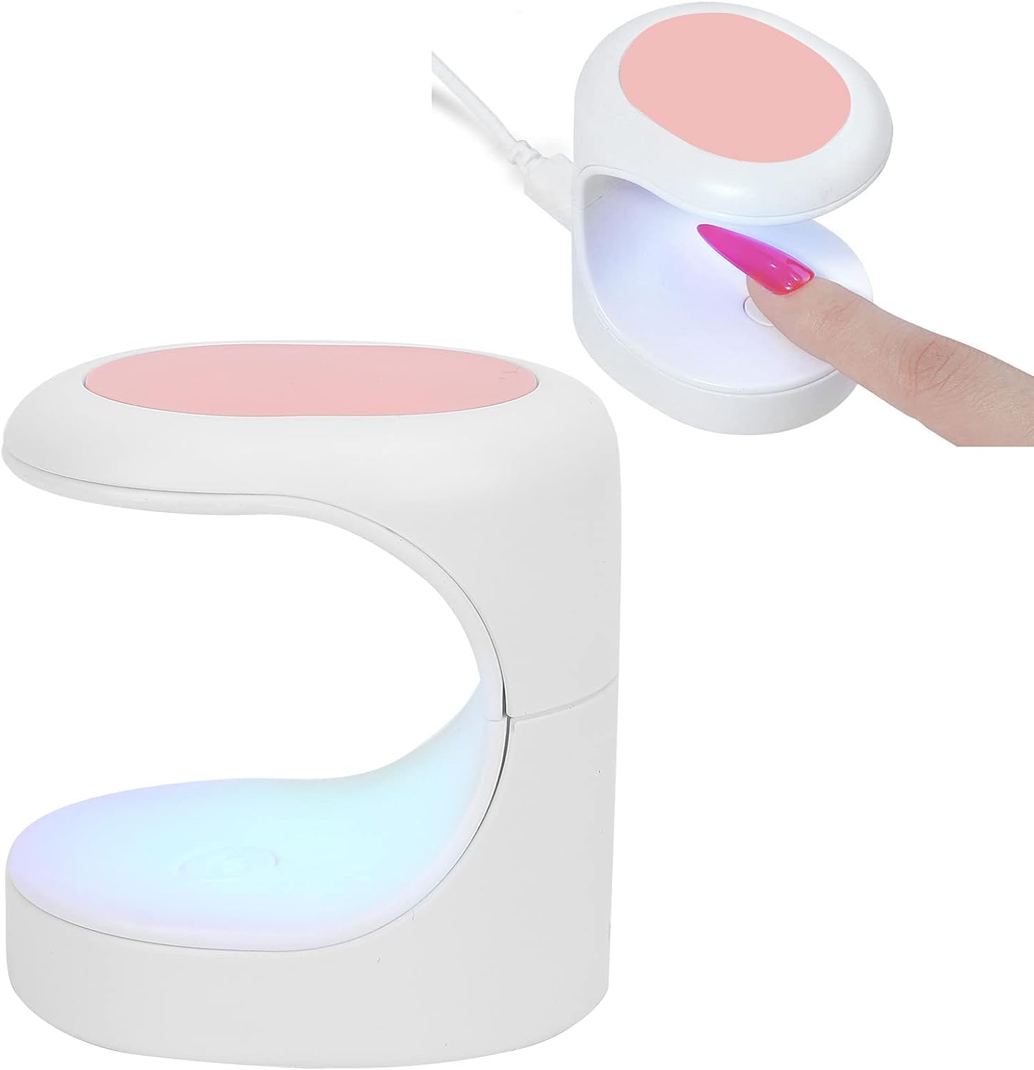 Mini UV LED Nail Lamp LED Double Light Sources Nail Curing Machine Mini Quick Drying Nail Curing Lamp for Gel Nails Polish 16W UV Nail Dryer(Pink)