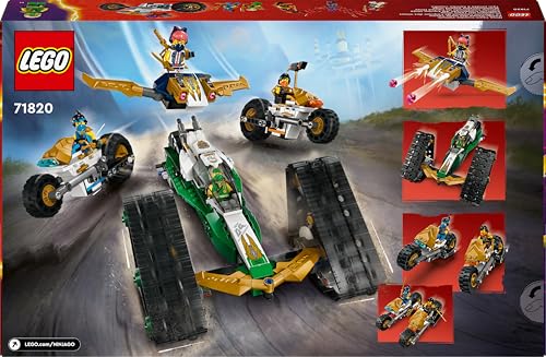 NINJAGO Cingolato del Team Ninja, Veicolo Giocattolo 4 in 1 con 2 Moto, Aliante e Macchina Fuoristrada da Costruire, Giochi d'Avventura per Bambini e Bambine da 9 Anni con 6 Minifigure 71820 - Lego - Immagine 12