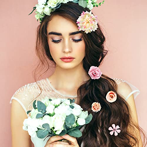 Pafuwei 21 Pieces Bohemian Flower Hair Clip,Multicolor Rose Hair Barrettes Artificial Hair Flower Clip For Lady Girl,Boho Bride Claw Clip Hairpin Hair Accessories For Wedding #TOP5