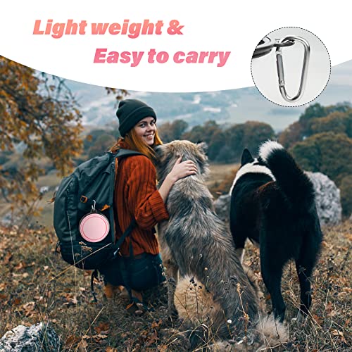 Image of Dog Bowl Pet Collapsible Bowls, 2 Pack Collapsible Dog Water Bowls for Cats Dogs, Portable Pet Feeding Watering Dish for Walking Parking Traveling with 2 Carabiners (Large, Fairy Pink & Sprout Green)