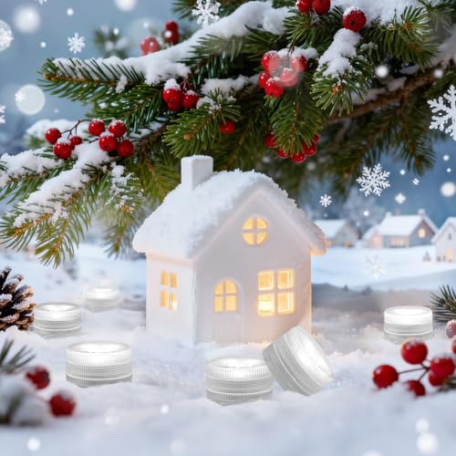 LUXJET Mini Unterwasser Wasserdichte Led Lights - Weiße Teelichter Batteriebetrieben, kleines Led-Kerzenlicht, Vase Aquarium Whirlpool Party Hochzeit...