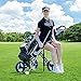 MEDIMALL Mayjooy 3 Wheel Golf Push Cart, Folding Golf Trolley w/Removable Stool, Adjustable Handle & Umbrella Holder, Lightweight Golf Push Cart w/Foot Brake, Cup Holder & Scoreboard Bag (Navy)