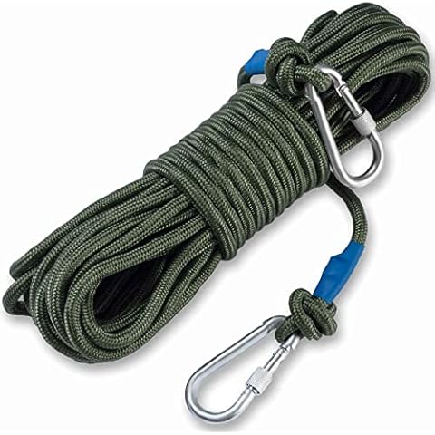 PIOSRTRR Seil 8mm / 30m,Seil mit Karabiner für Magnetfischen,Hängematte,Outdoor(Grün) Cover
