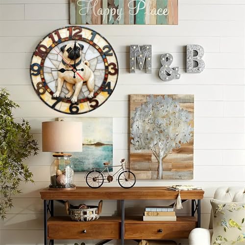 Reloj de pared decorativo Pug Dog de 10 pulgadas miniatura 6