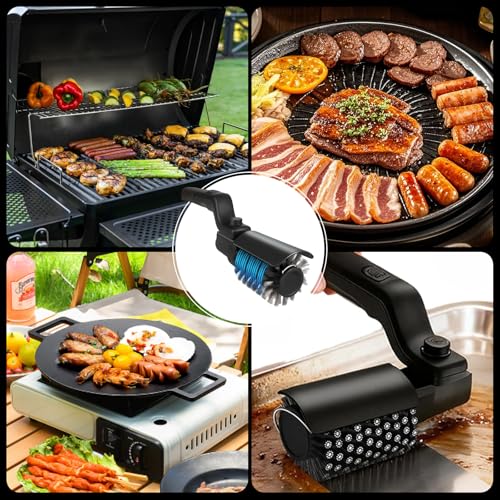 Cepillo eléctrico para BBQ con cabezales de acero inoxidable intercambiables 8