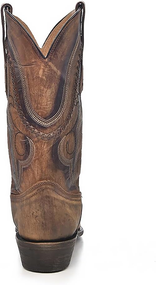 Corral Boots Men's Golden Brown Handcrafted Cowboy Boots | Narrow Square Toe Western Boots with Woven Detail Design
